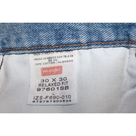 VTG Wrangler Jean Blue Straight Leg Light Wash Western Cowboy Denim 30x30 - Picture 7 of 7